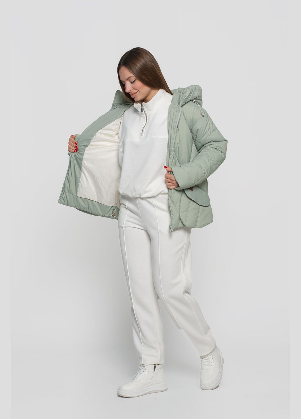 Оливковая демисезонная куртка женская vc-kor Vicco