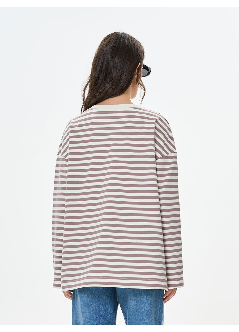 Лонгслив женский в полоску в цвете белый-синий ТМ РОЗА Роза (365765675)