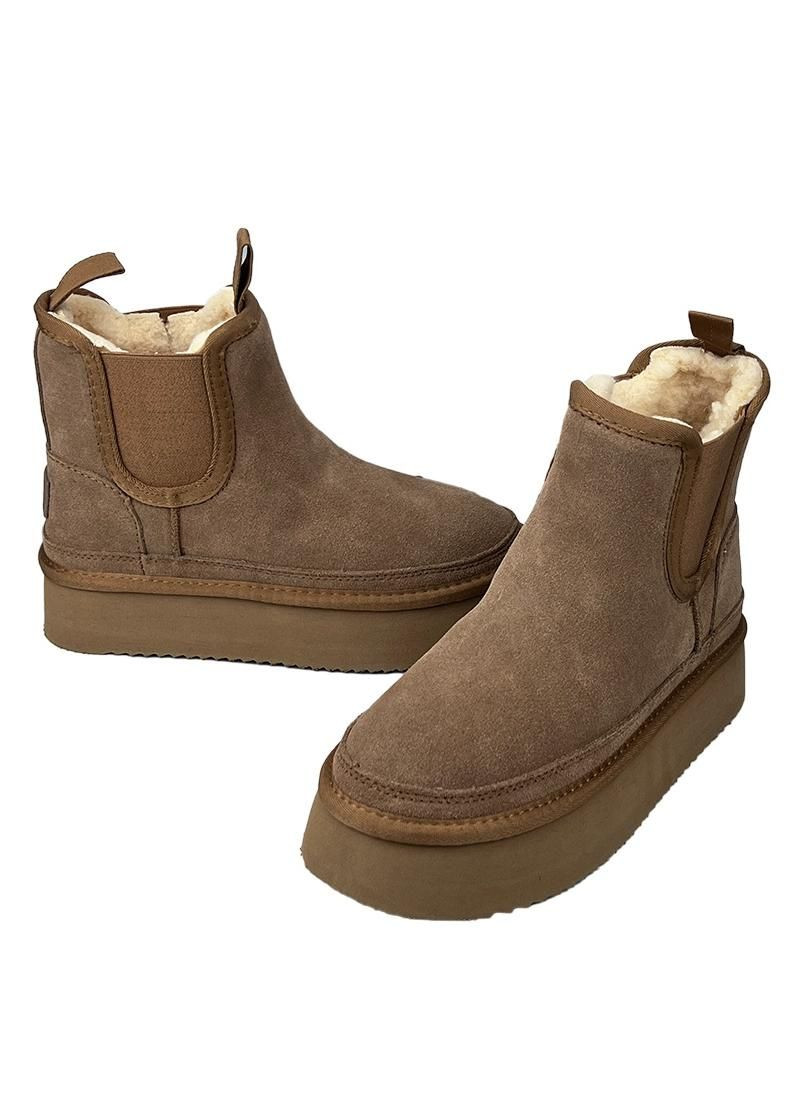 Угги женские замшевые на платформе челси коричневые 880-20 No Brand (301007395)