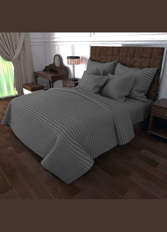 Постільна білизна Сірий страйп Бязь Двоспальна MERISET (278255369)