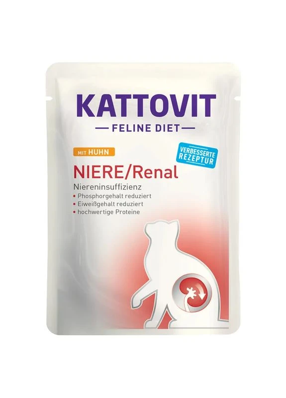 Влажный диетический корм в паучах Niere/Renal Huhn (с курицей) для кошек, 85 г Kattovit (369164288)