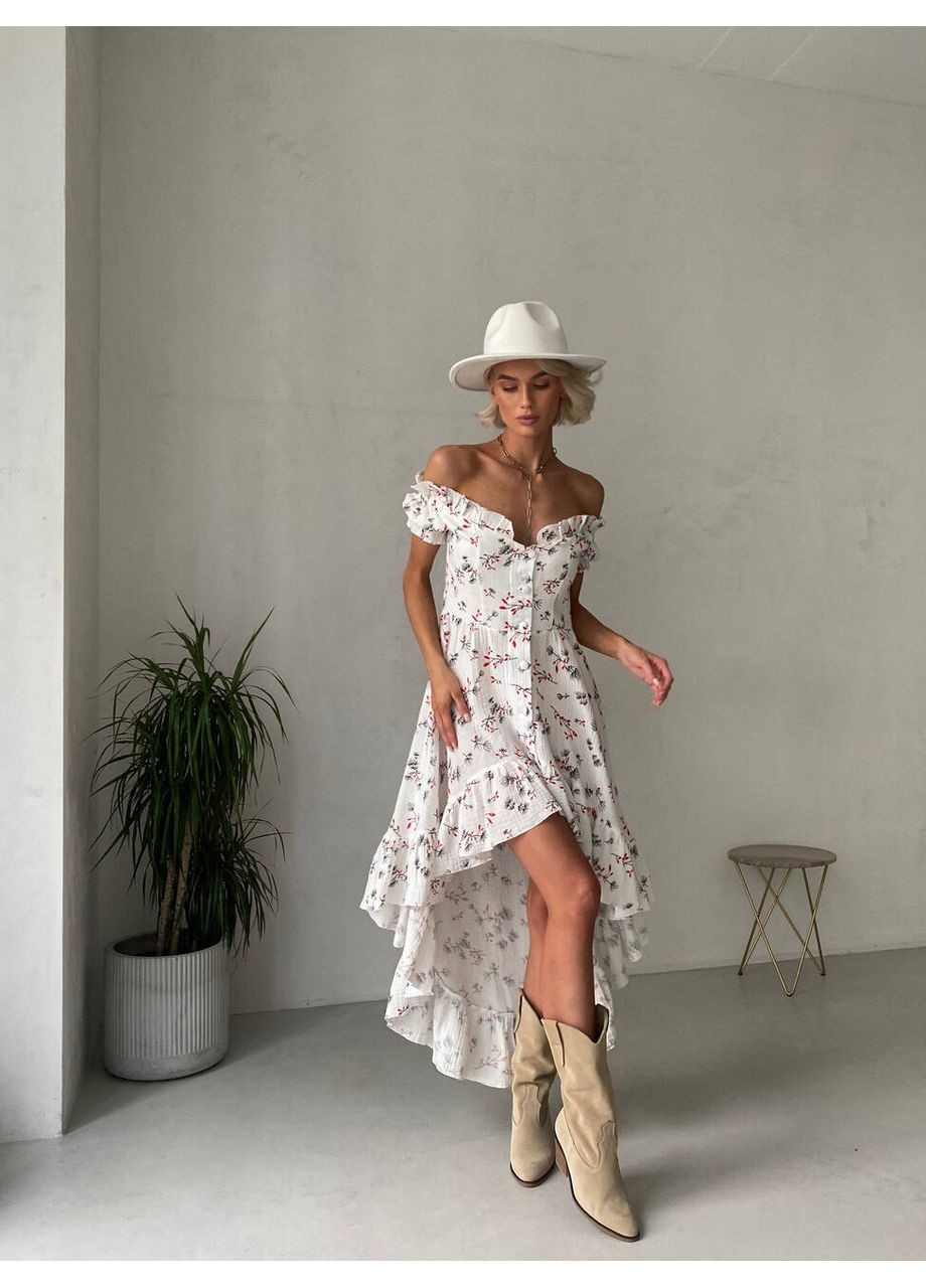 Червона повсякденний жіноча бавовняна сукня miranda з відкритими плечима (mil504) milirud