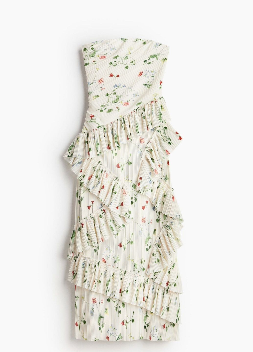 Белое праздничный платье H&M с цветочным принтом