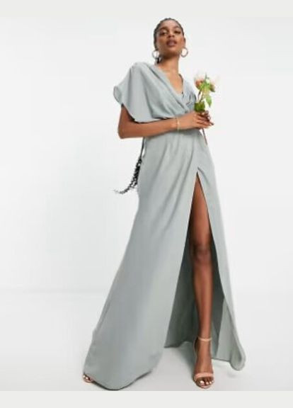 Оливкова святковий сукня Asos однотонна