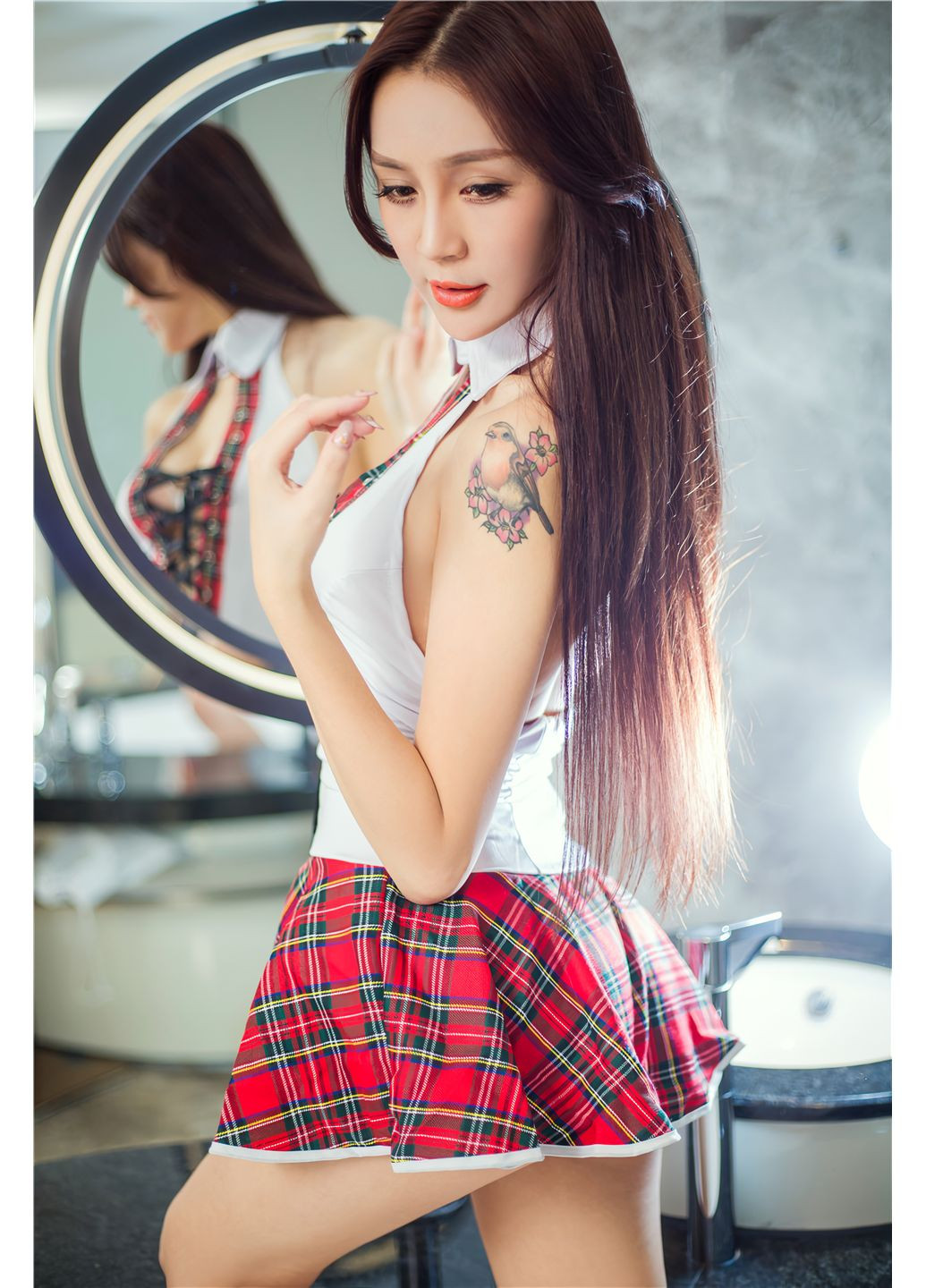 Красный демисезонный костюм похотливой студентки для ролевых игр s бело-красный No Brand