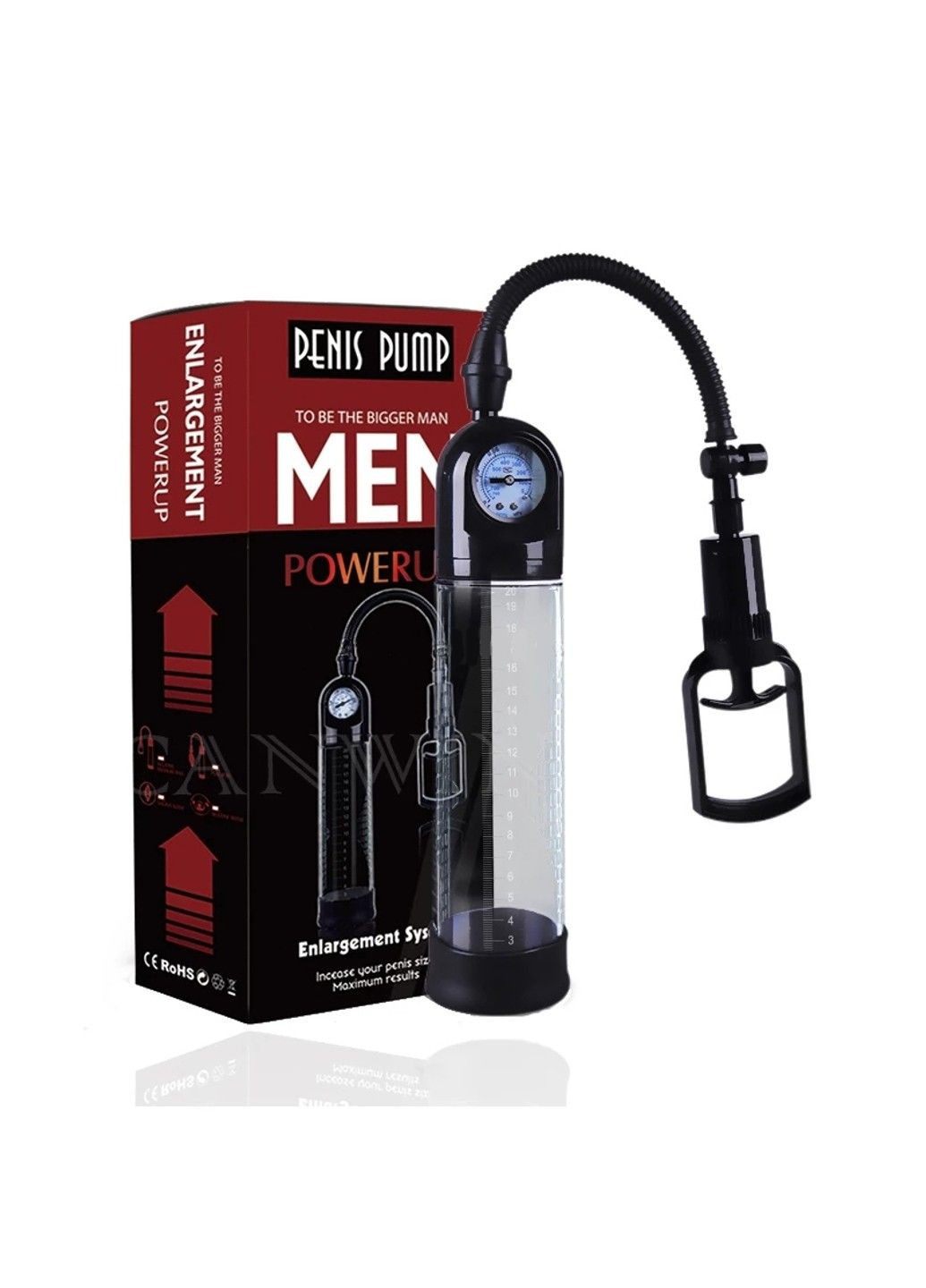 Механічна вакуумна помпа з манометром для збільшення пеніса (20 см) YEAIN (284278476)