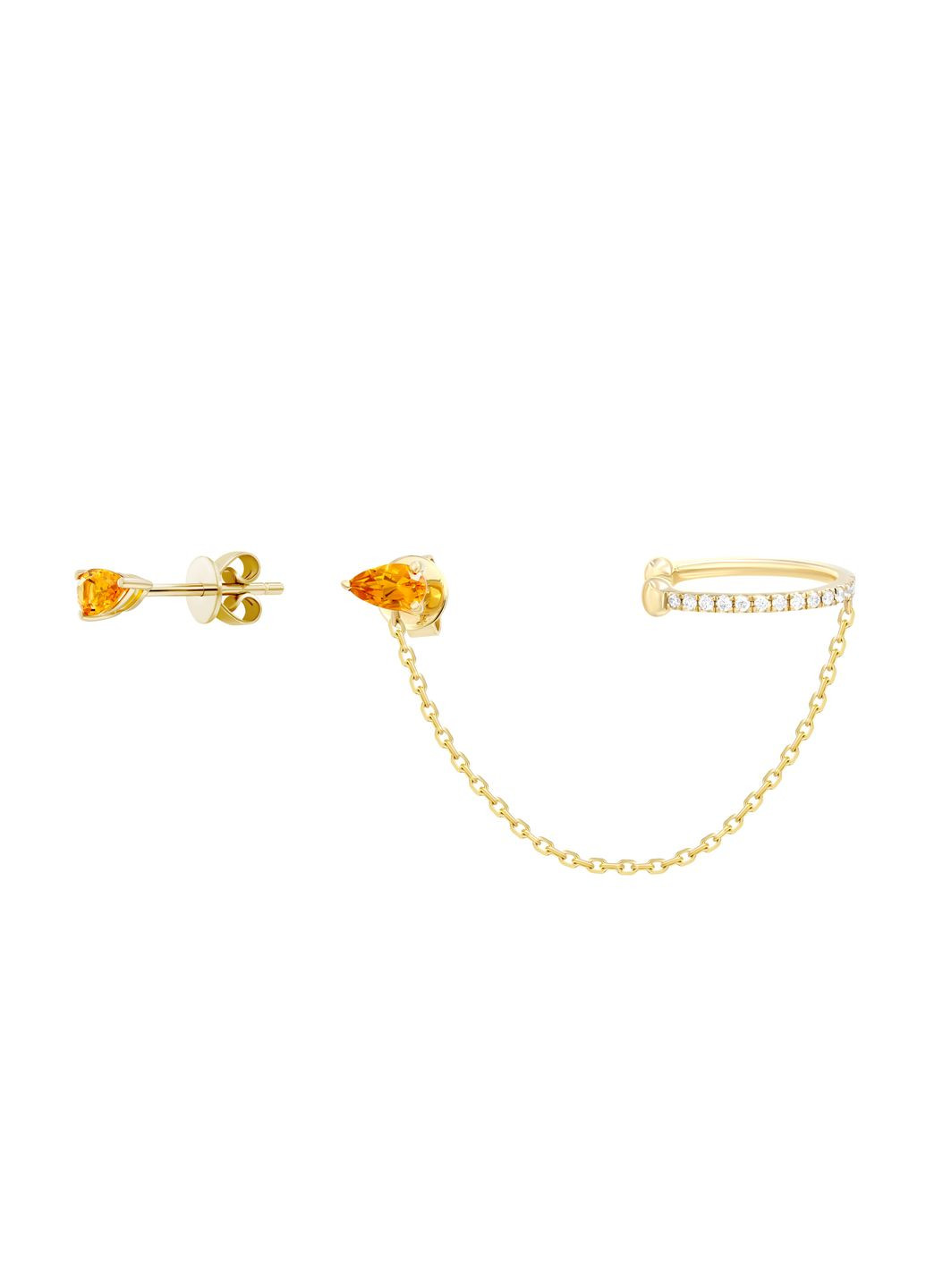 Cuff earrings with diamonds and citrine in yellow gold 1С034ДК-1724 Zarina (278586220)