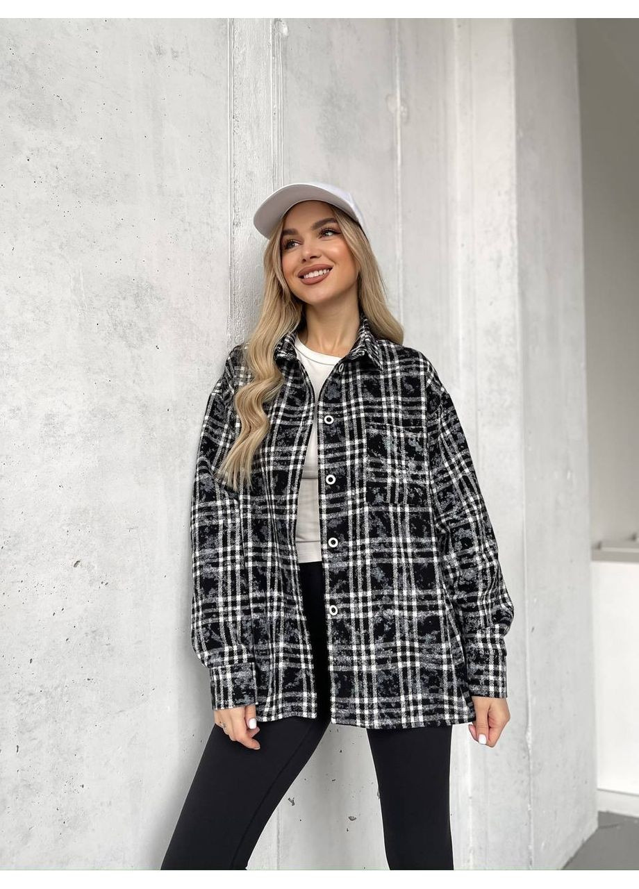 Жіноча сорочка оверсайз з картатим принтом MonCher (355340123)