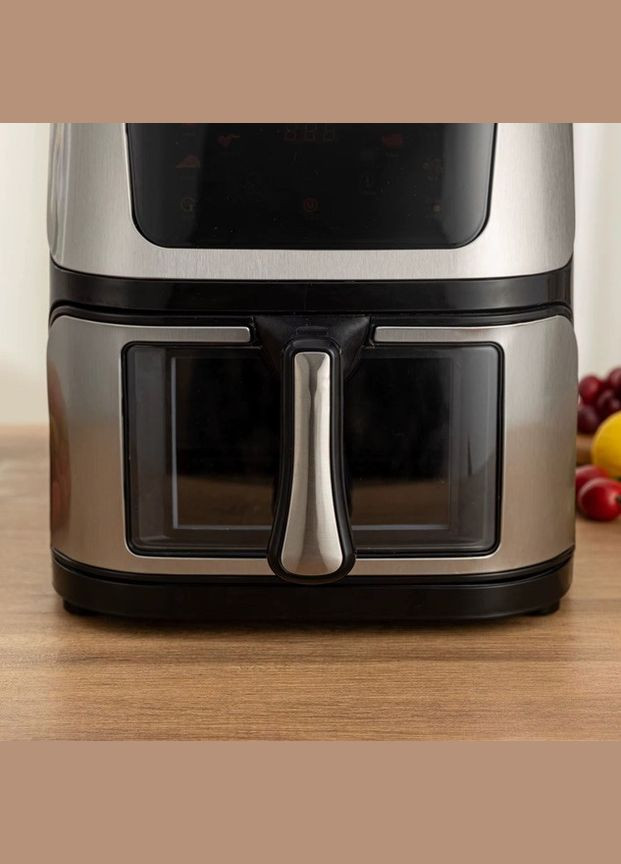 Аерофритюрка безмасляна Henschll на 12л електричний аерогриль з сенсорним керуванням 3600Вт Чорний No Brand (338378026)