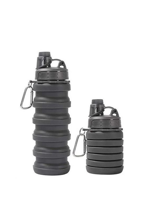 Складная бутылка силиконовая для воды и напитков с карабином Черная (RT050782) Water Bottle (349843578)