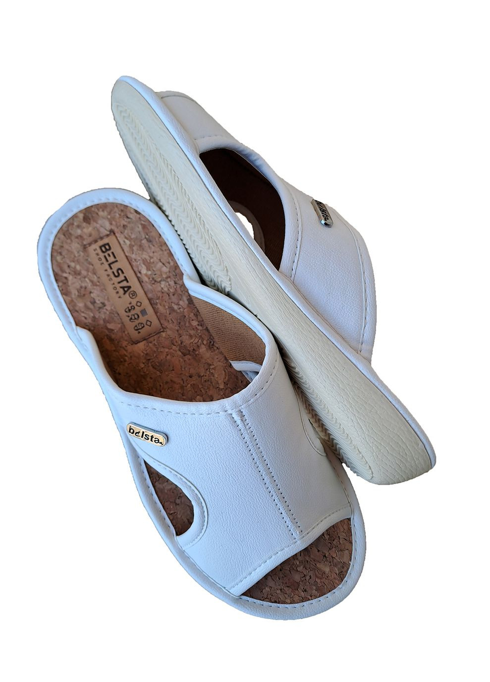 Белые тапочки женские с открытыми боковушками Белста