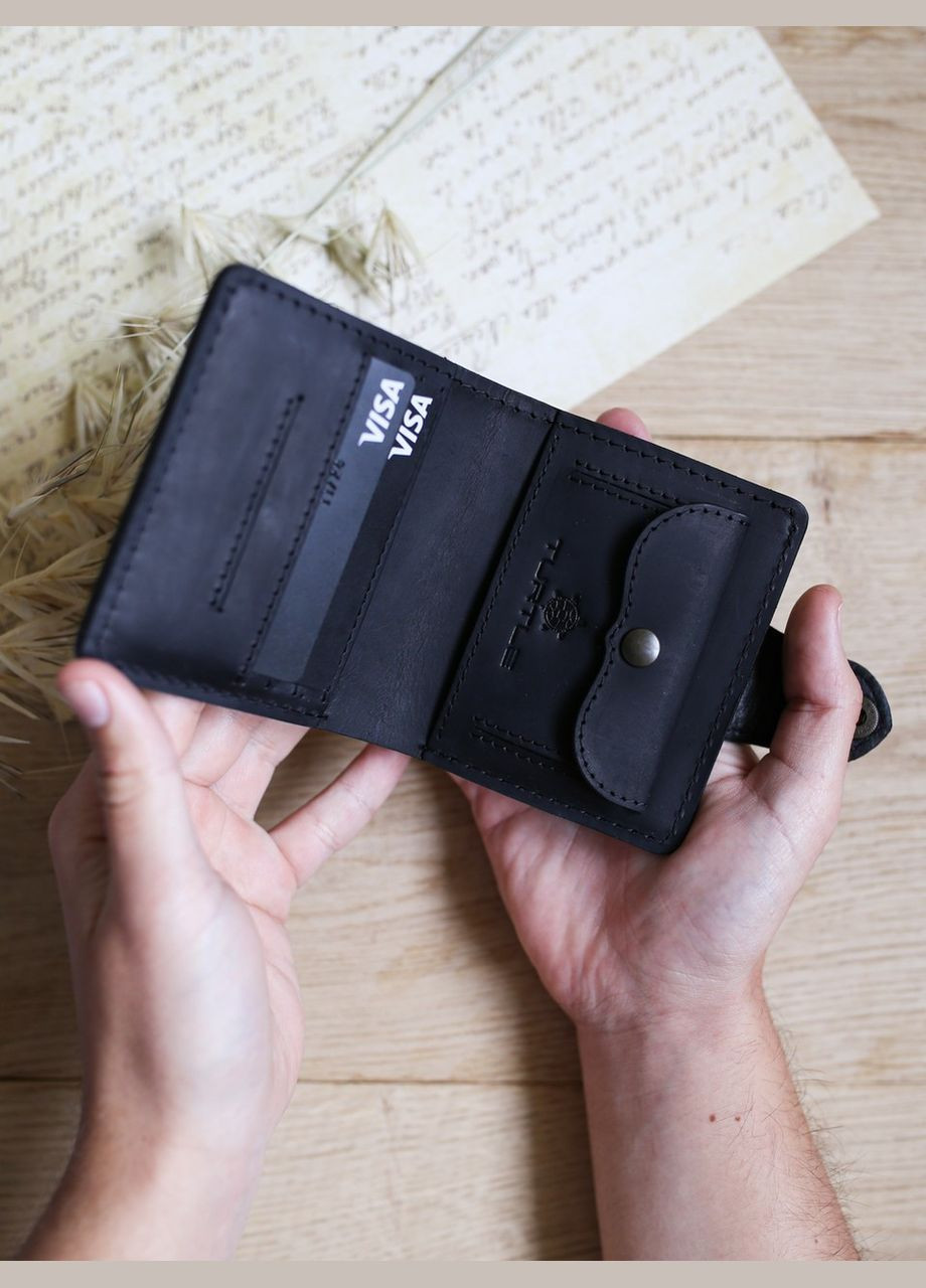 Гаманець Вестерн S Козак шкіра Crazy hours Чорний Turtle (302660112)