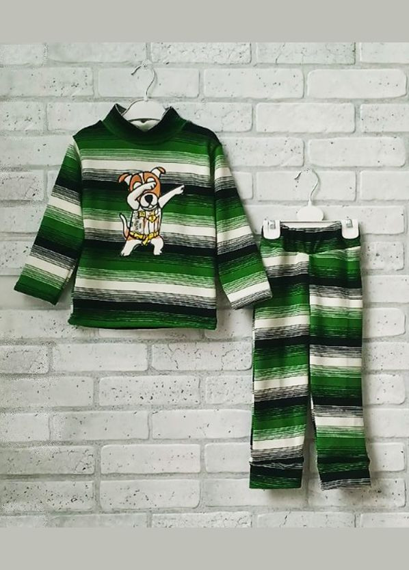 Теплый детский костюм в полоску вышивка пес патрон с длинным рукавом и штаны на манжете оверсайз, стрейч вязка No Brand (315408807)
