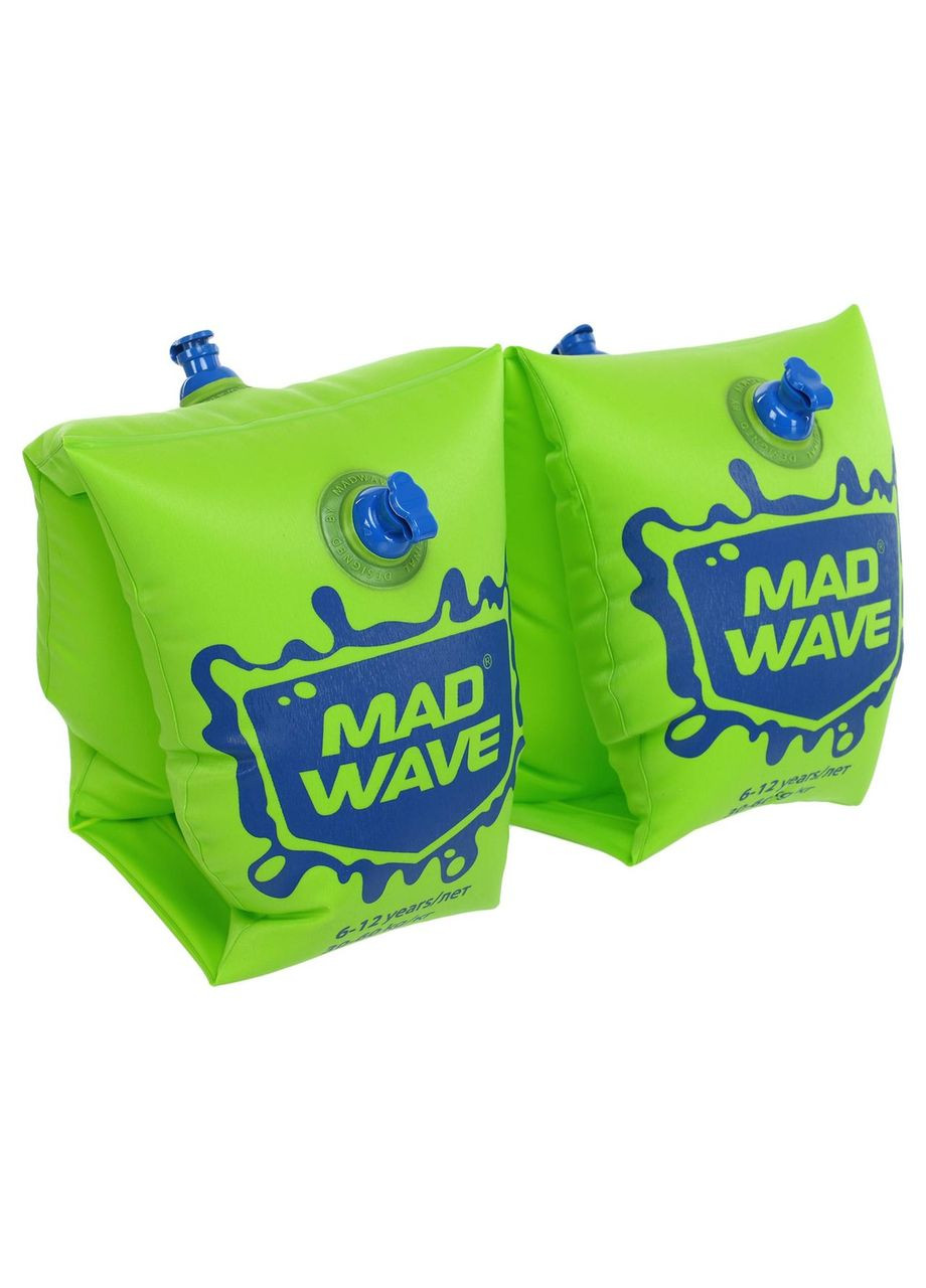 Нарукавники для плавания детские надувные 2шт MadWave M075603 (PVC, размер One Size, возраст 2-6 лет, зеленый) Mad Wave (361435842)