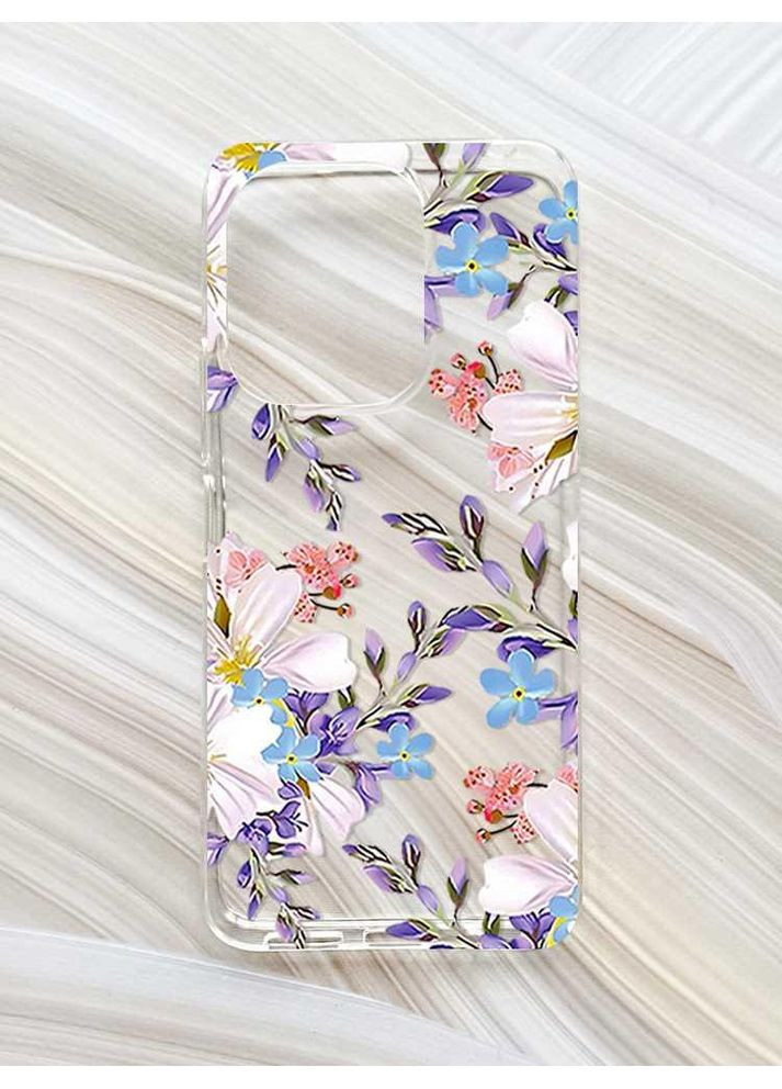 Прозорий чохол на Xiaomi Redmi 13 Квітковий малюнок (принт 272) CASE CONTROL (360696566)