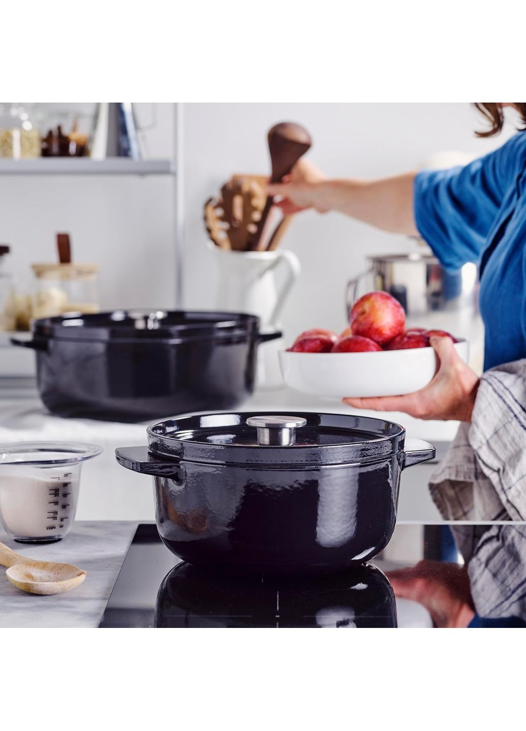 Гусятница чугунная с крышкой, 30 см, 5,6 л, черная (CC006064-001) KitchenAid (370641576)