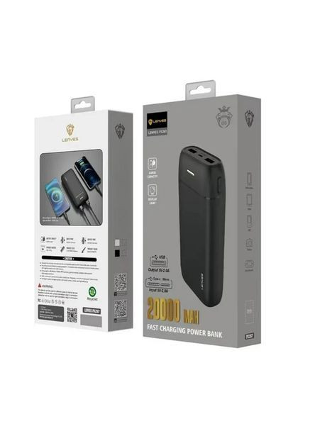 Портативний універсальний акумулятор LENYES PX267 Black 20000mAh 2A 5W USB,Type-C,MicroUSB No Brand (370275845)