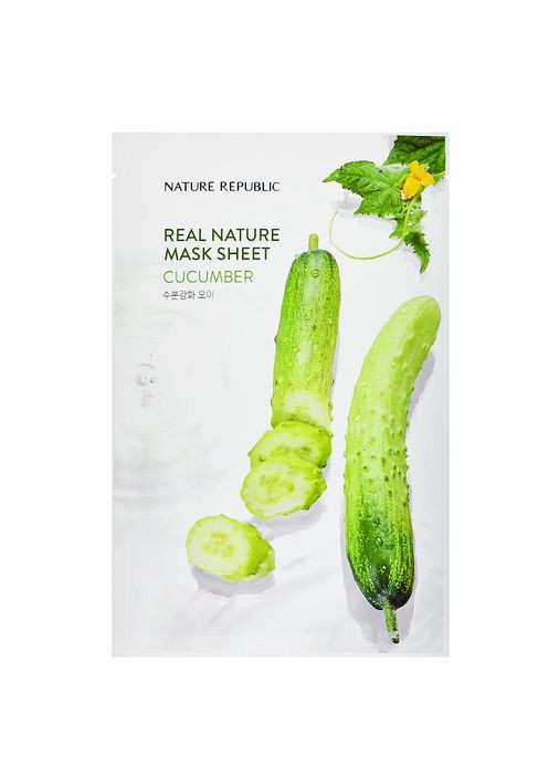 УЦИНКА! Осветительная маска для лица с экстрактом огурца Real Nature Mask Sheet Cucumber 23 г Nature Republic (327369719)