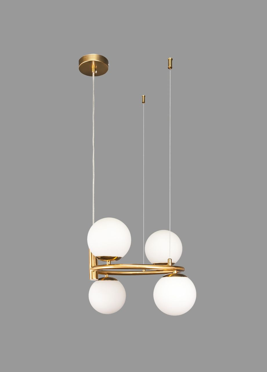 Люстра подвесная бронзовая круглая на 4 лампы "Bubbles" (52-1011-4 BRZ+WH) No Brand (370071284)