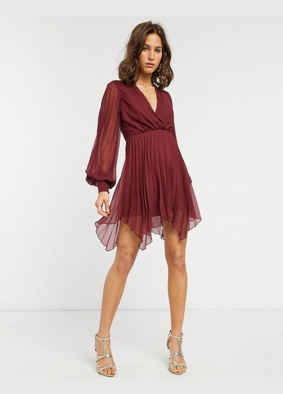 Бордова сукня міні плиссе Asos