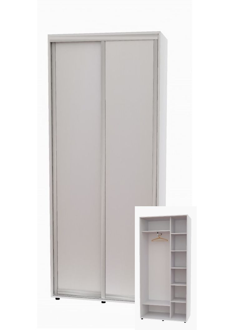 Шафа-купе дводверна 100*45*220 см Білий 2 двері ДСП Алекса (356771348)
