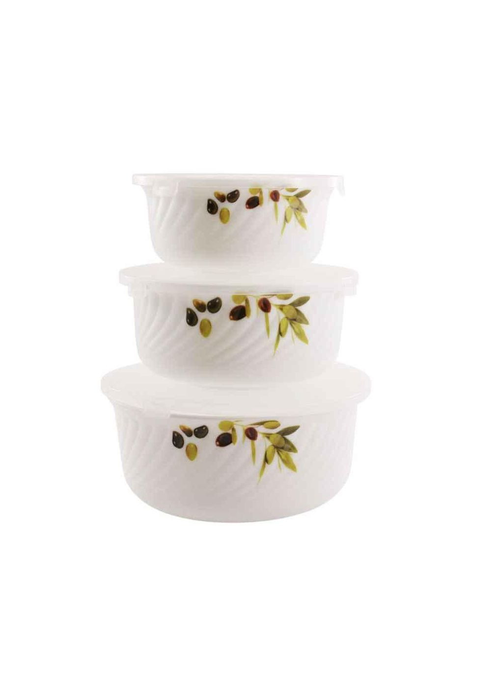 Набір салатників 3шт Olives (14х16х19см) з кришкою склокерам. ТМ Lumines (370798848)