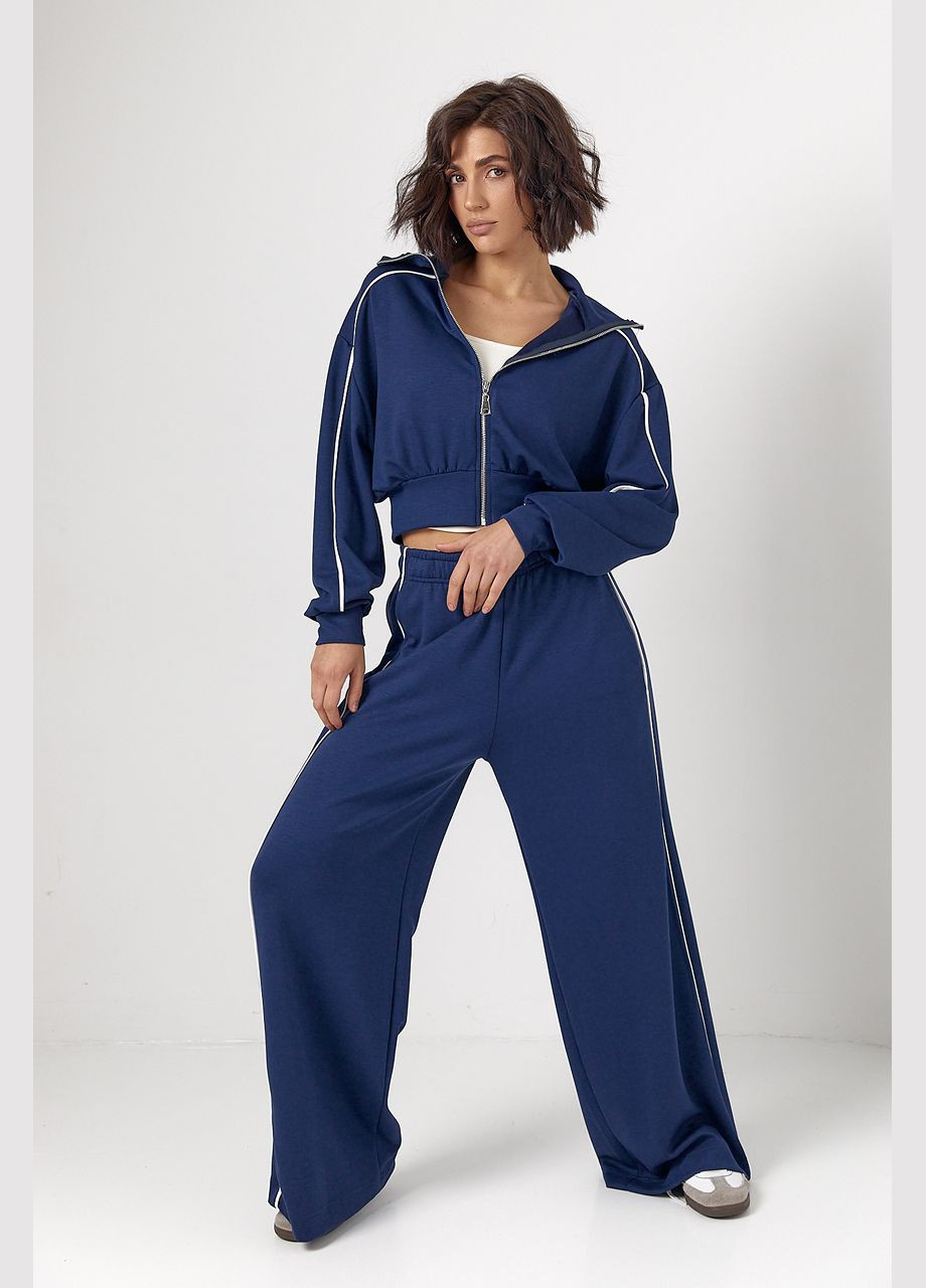 Спортивний костюм з коротким худим на блискавці і прямими штанами Lurex (319311908)