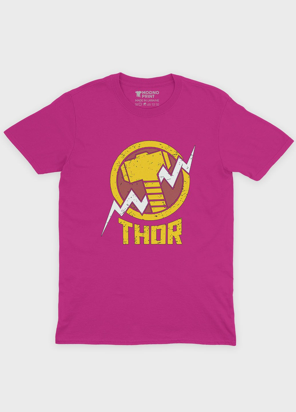 Розовая демисезонная футболка для девочки с принтом супергероя - тор (ts001-1-fuxj-006-024-006-g) Modno