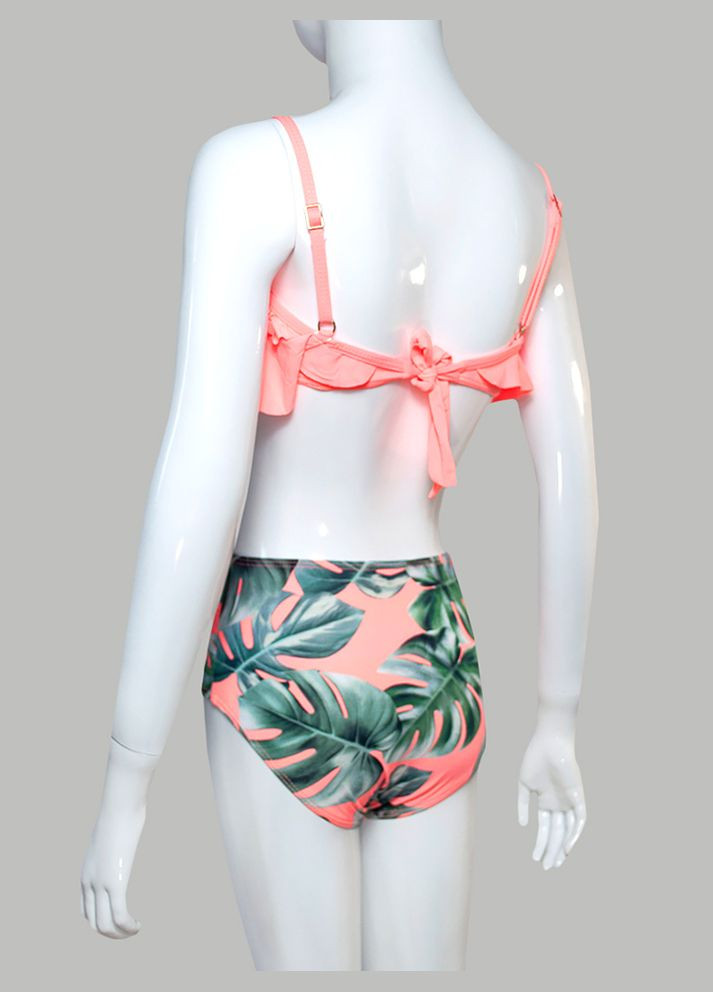 Комбинированный летний подростковый купальник с топом и воланами и завышенными трусиками модель 0312 арт.1095 раздельный, танк, топ Samegame