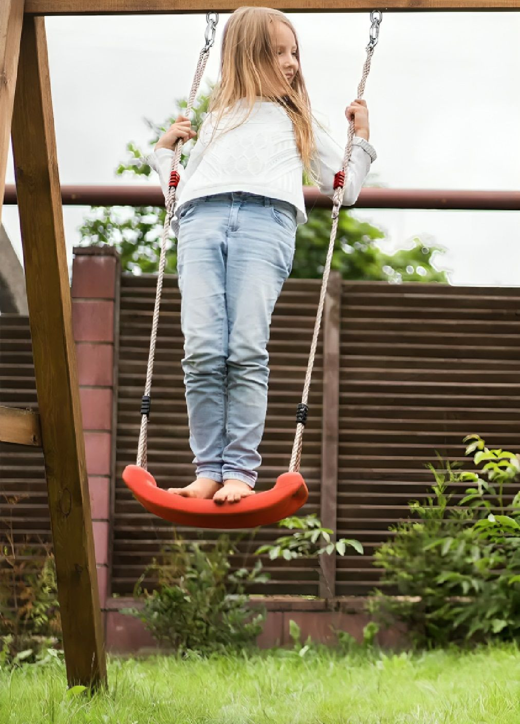Підвісна гойдалка із регулюванням довжини навантаженням до 50 кг для дому дачі 105-175x43x16,5 см (479984-Prob) Червона Unbranded (327608381)