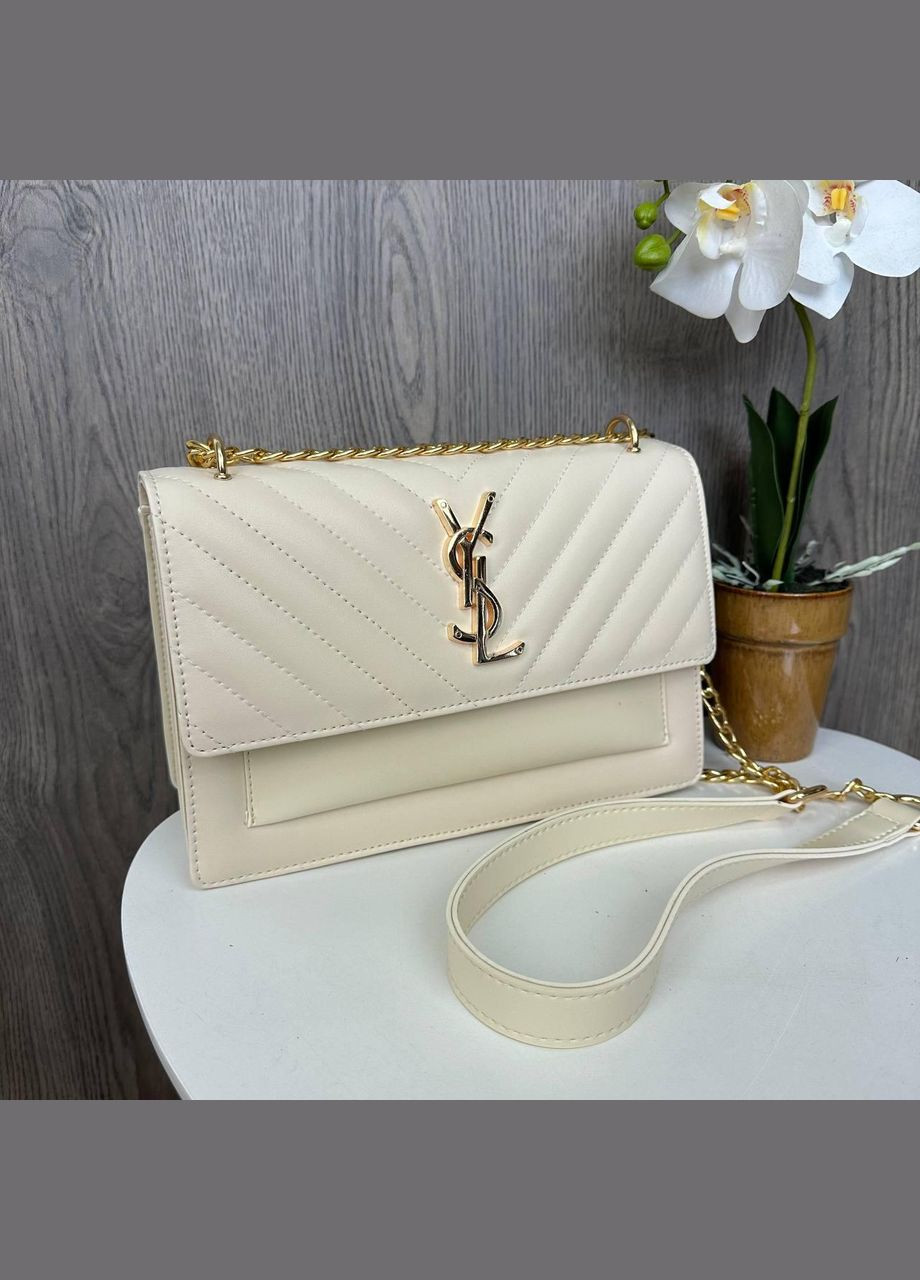 Мини сумочка на цепочке с магнитом из экокожи классического дизайна молочная (sku_1254М) No Brand (330575956)