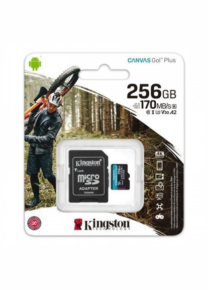 MicroSDHC 256GB KingstonCanvas Go! Plus Class 10 UHS-I U3 V30 A2 (SDCG3/256GB) + SD адаптер Kingston (329882391)