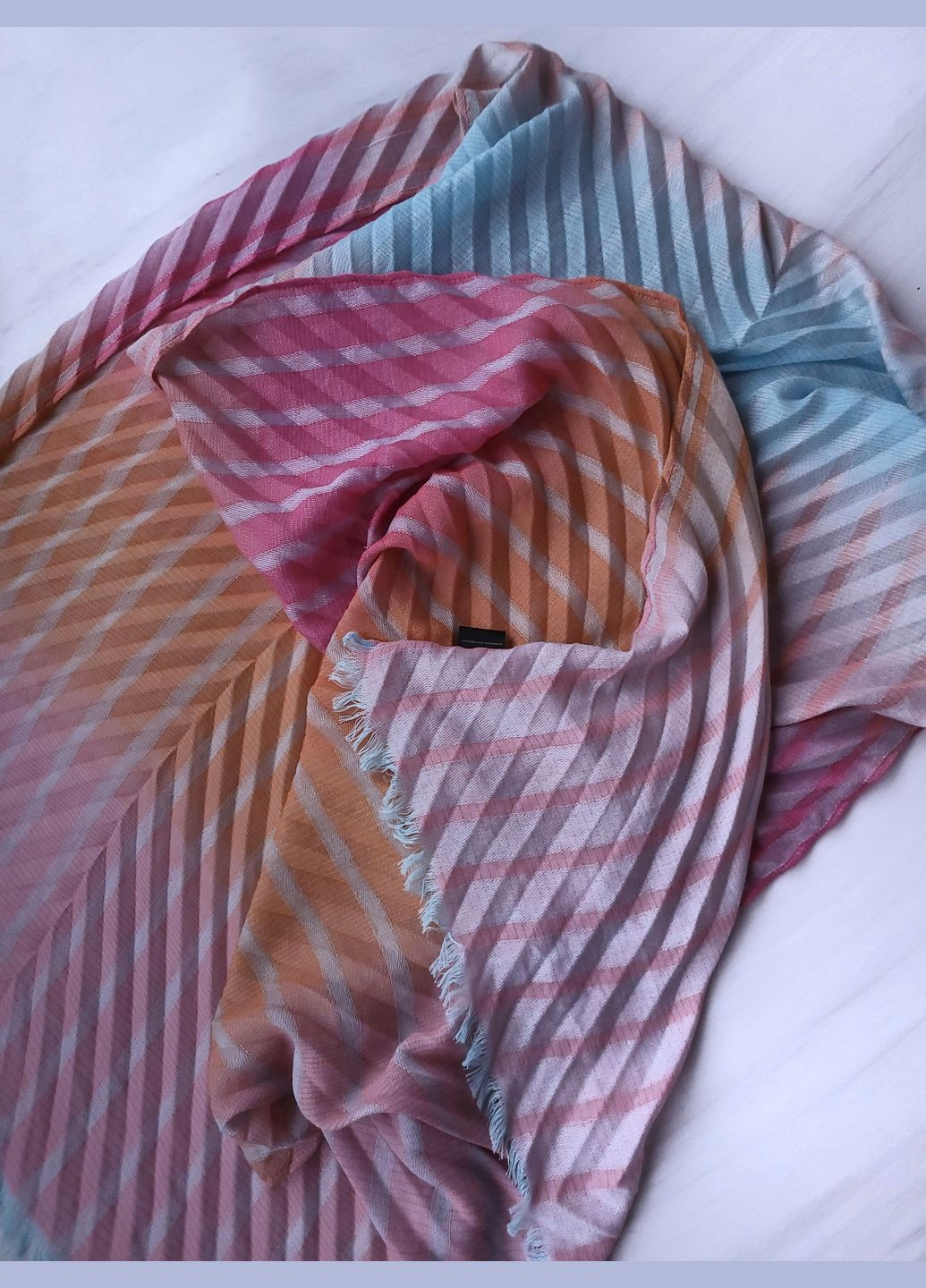 Шарф-палантин женский плиссе весна-осень в полоску 200х68 см SAMAYA (279835753)