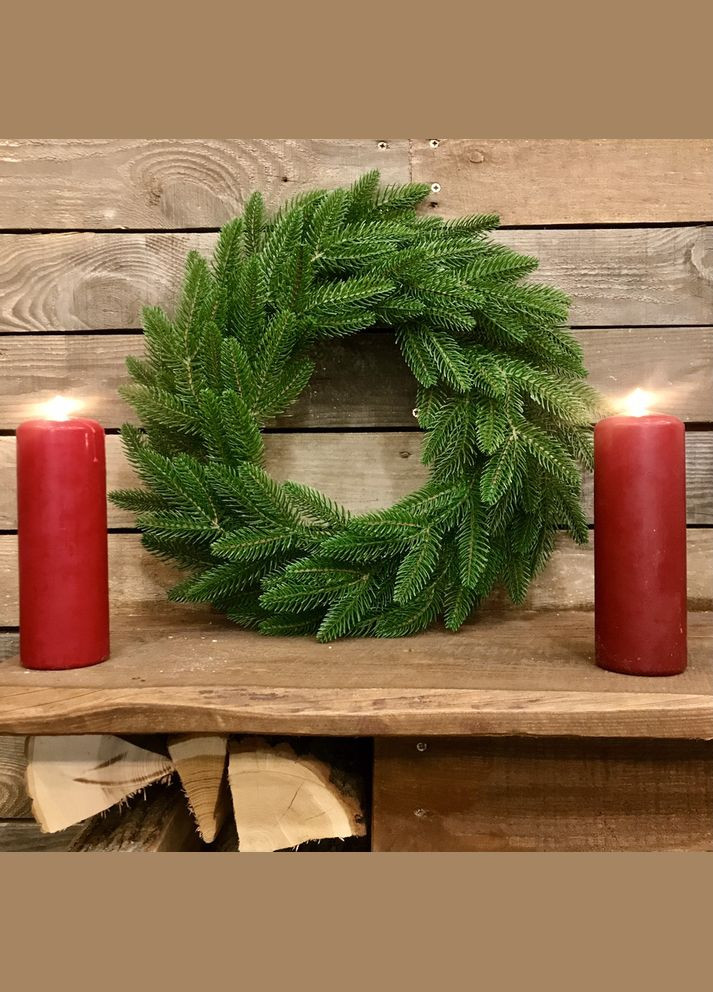 Венок хвойный Classic литой d-40 см светло-зеленый. HVOYA (328908582)