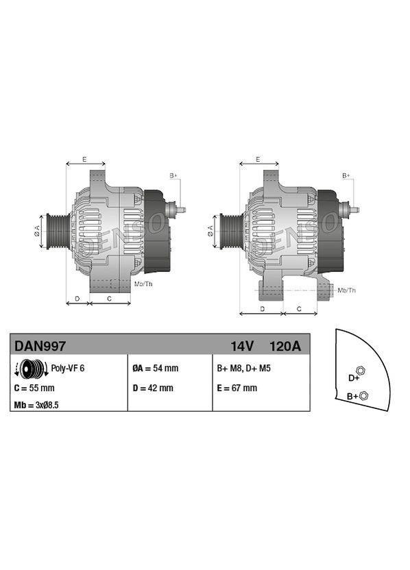 Генератор ГЕНЕРАТОР 115346 IT (DS DAN997) Denso (355340300)