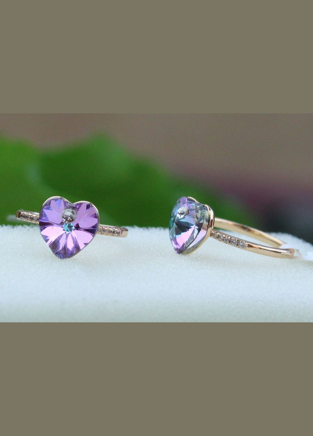 Кольцо сердечко Сваровски фиолетовое хамелеон р 17 золотистое Xuping Jewelry (316606408)