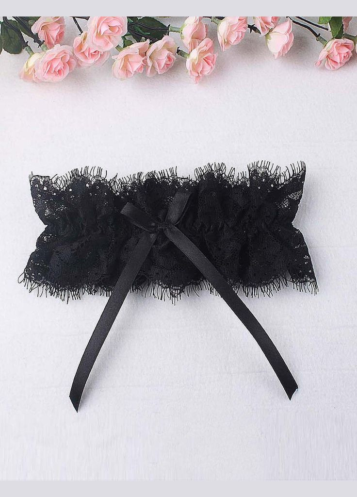 Мереживні підв'язки з бантиками, чорний (без коробки) Star Night (361670573)