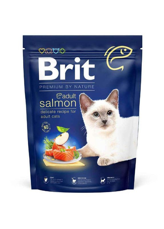 By Nature Cat Adult Salmon - Сухий корм з лососем для дорослих котів всіх порід - 300 г Brit Premium (327069816)
