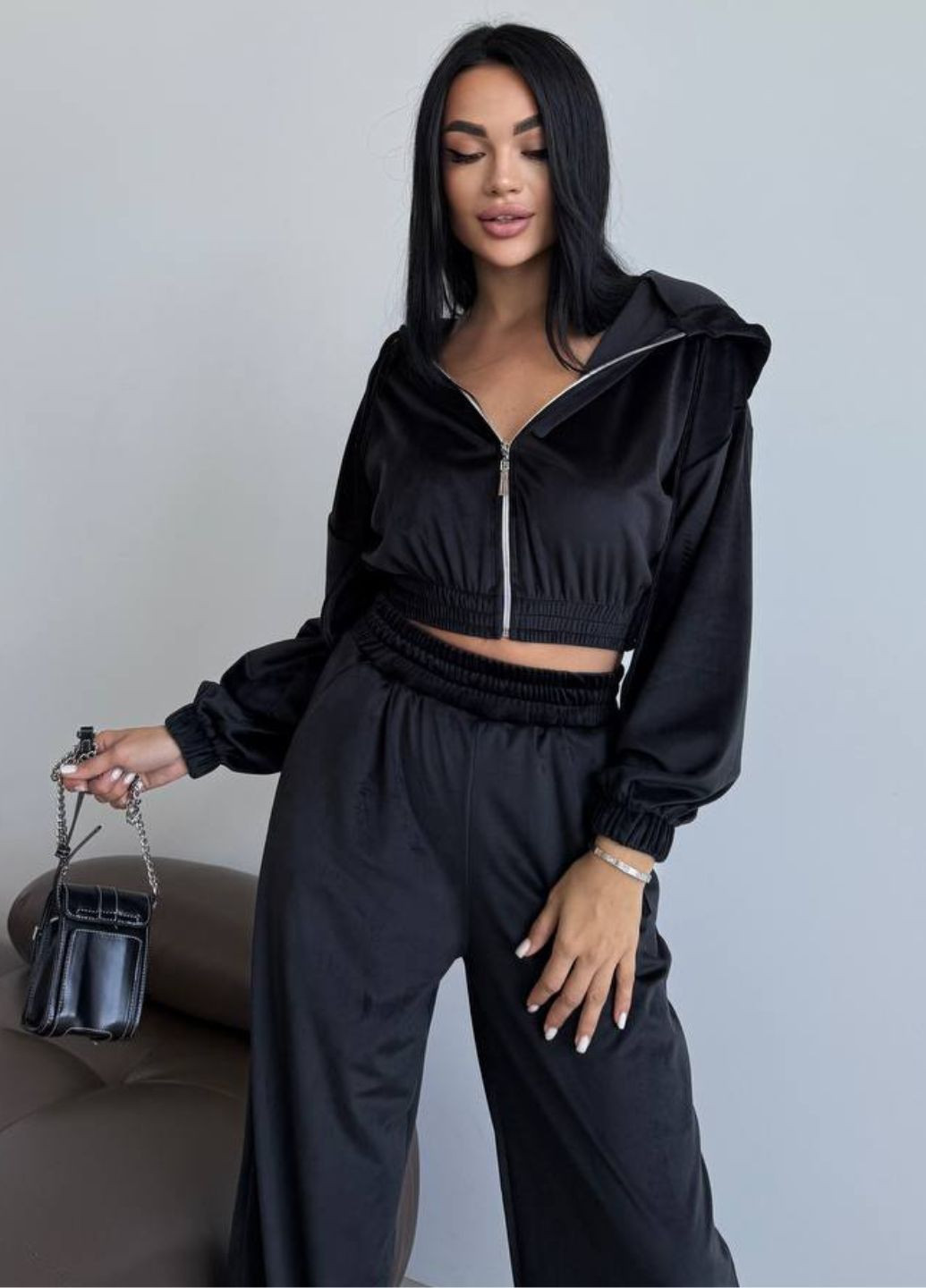 Спортивный костюм с укороченными худыми и брюками палаццо Tik-Tak (322036544)