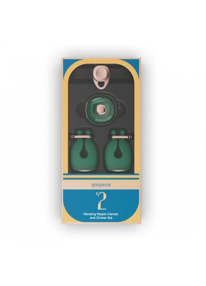 Набір затискачі для сосків з вібрацією та нашийник Qingnan No.2, зелений No Brand (303888308)