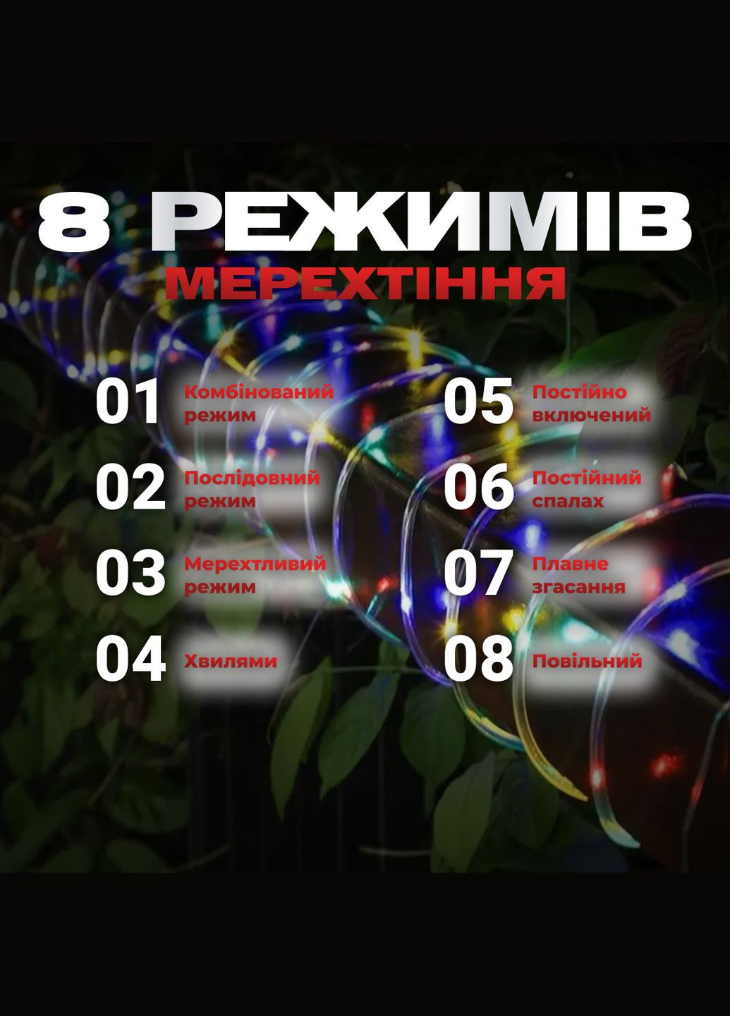 Гірлянда Дюралайт вулична 240 LED довжина 7 м морозостійка, мультиколор GarlandoPro (316721901)