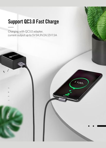 Кабель поворотный на 90 градусов UGREEN US284 Angled USB - Type-C 1 метр (50941) Mibrand (302607900)