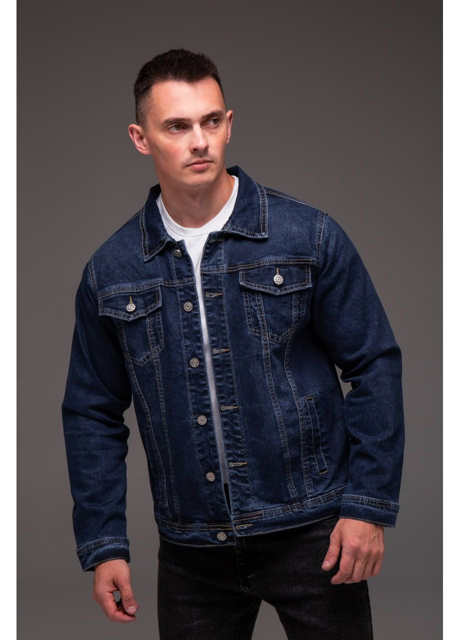Темно-синяя демисезонная джинсовая куртка мужская Vakko