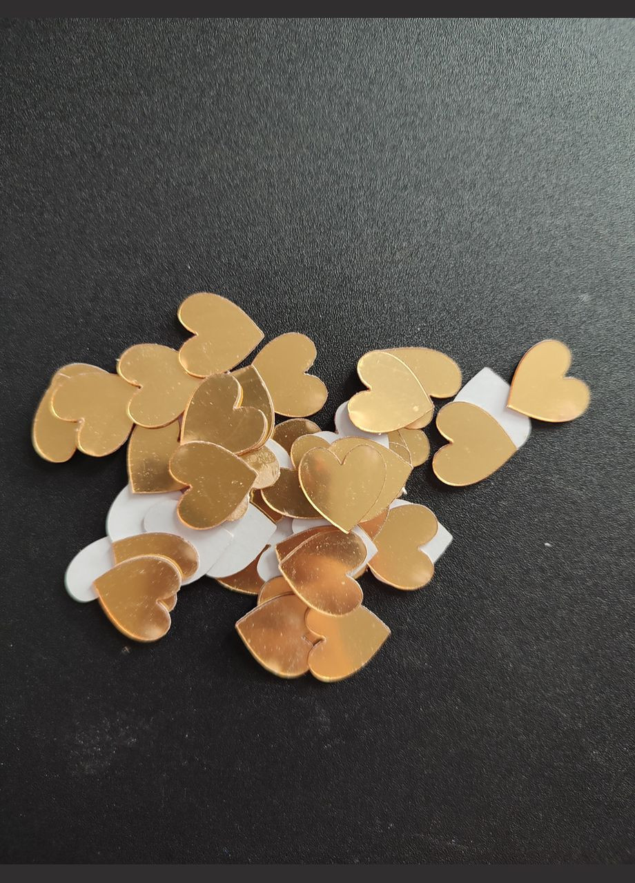 Зеркальные пластиковые наклейки Сердца Золотые 2 х 2 см 50 шт Б235 No Brand (321973264)