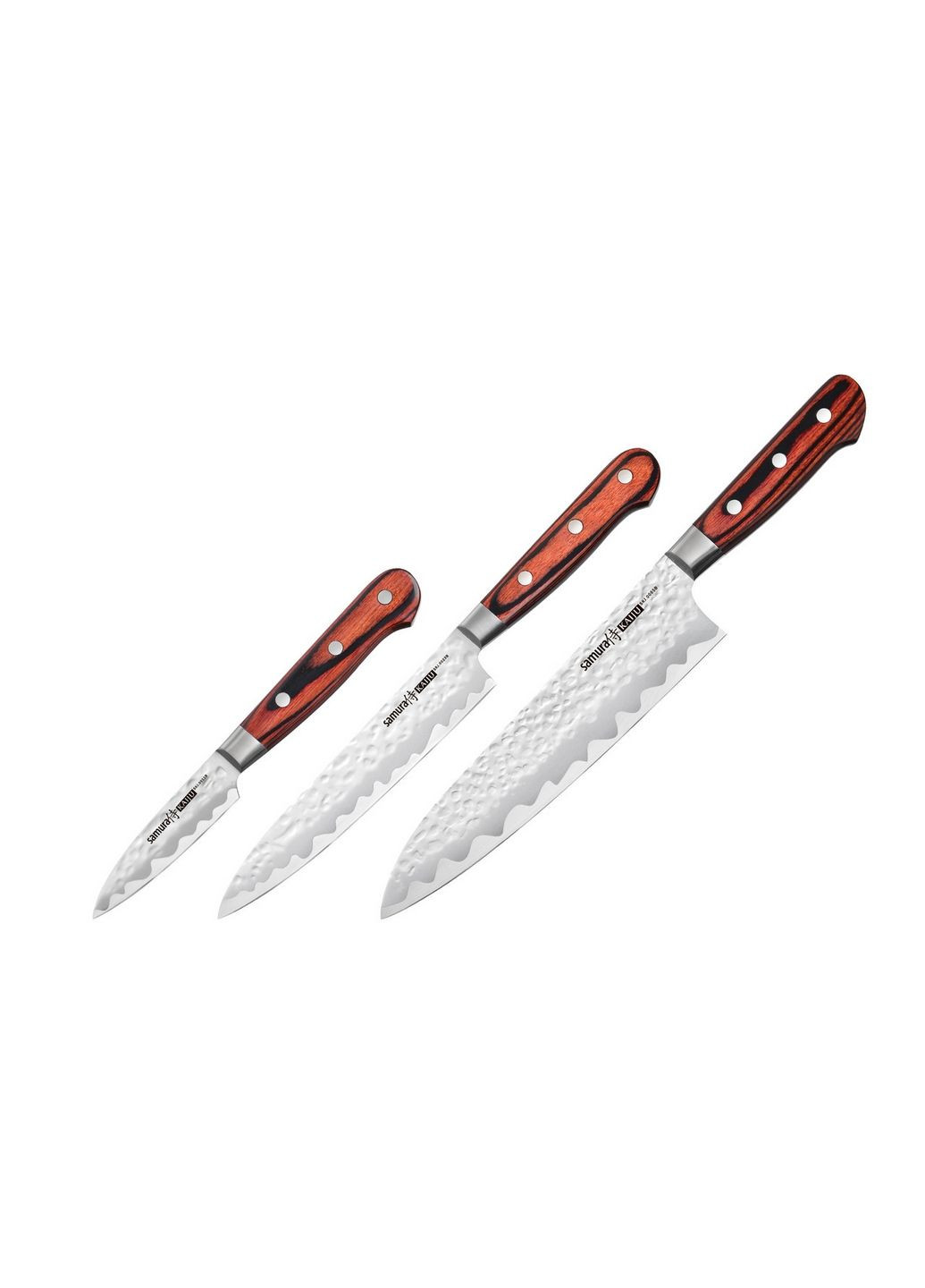Набор из 3-х кухонных ножей с больстером Kaiju Samura комбинированные,
