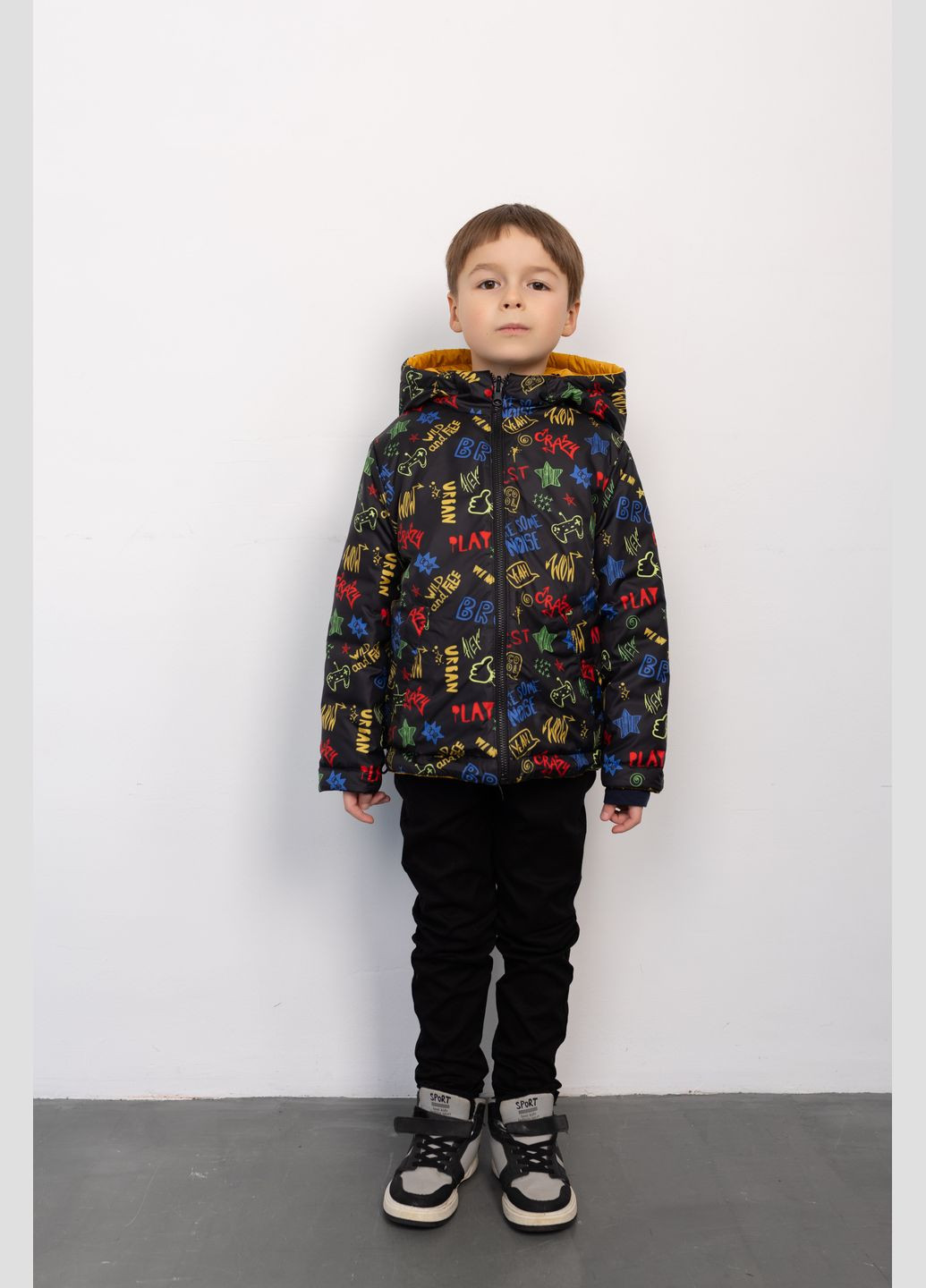 Комбинированная демисезонная двусторонняя куртка горчичный Cvetkov Робби