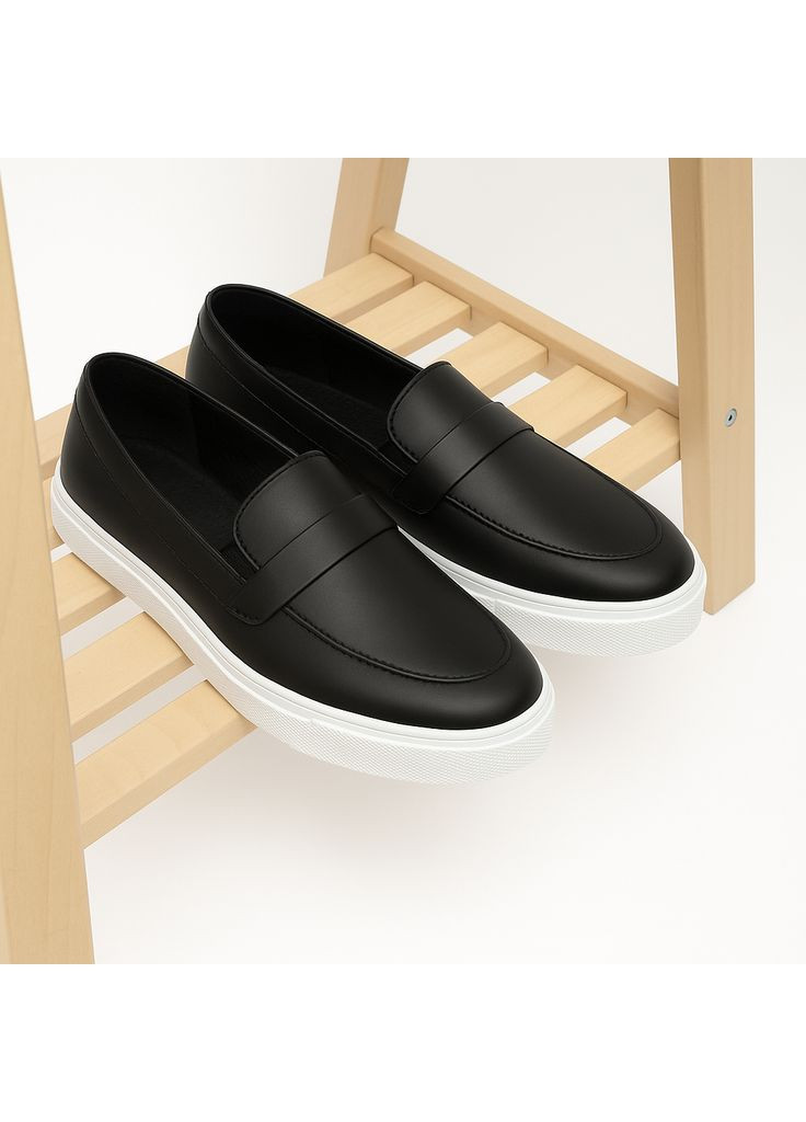 Чоловічі лофери Lux 2001 демісезонні шкіряні чорні Kindzer Lux-2001 (356103776)