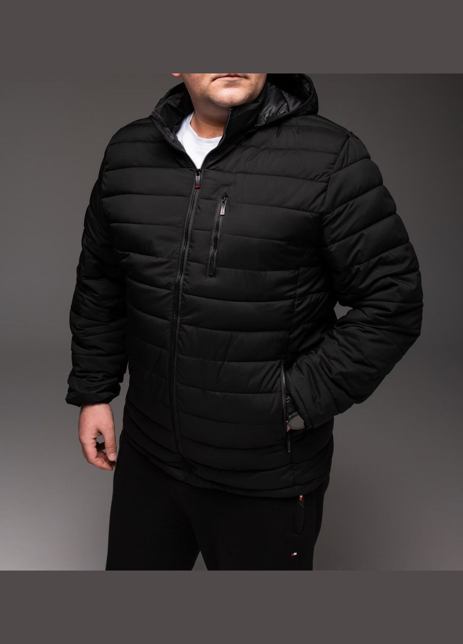 Чорна демісезонна утеплена стьобана куртка батал Vakko