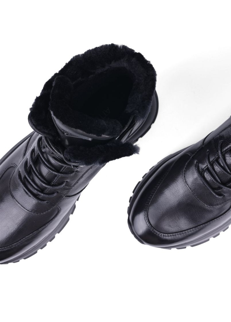 Зимние женские ботинки nh55y-865l-p742 черная кожа Attizzare