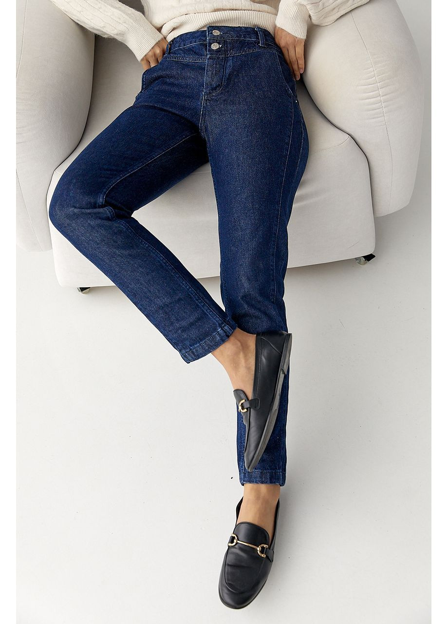 Джинси Mom fit із застібкою на гудзиках - синій колір Lurex - (364967785)
